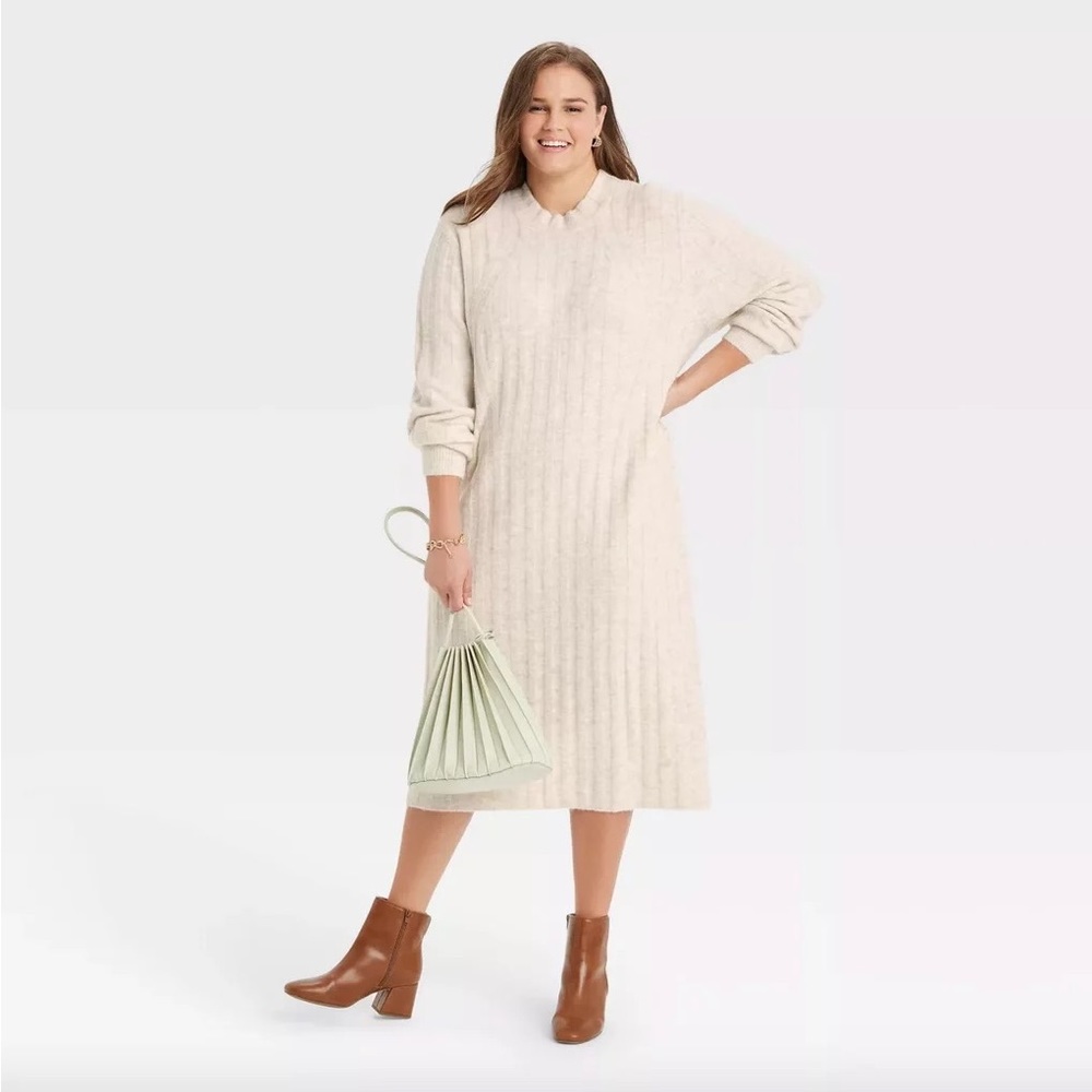A.New Day Ribbed Long-sleeved Sweater Dress size Small